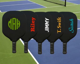 Pickleball Paddle Cover: Customizable Name or Initials (Black Neoprene)