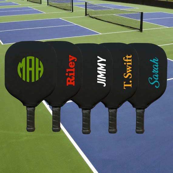 Pickleball Paddle Cover: Customizable Name or Initials (Black Neoprene)