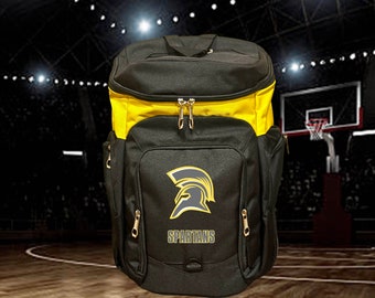 Personalized Sports Backpack, Custom Basketball Backpack, Gym Bag, Team Bag, Black and Yellow