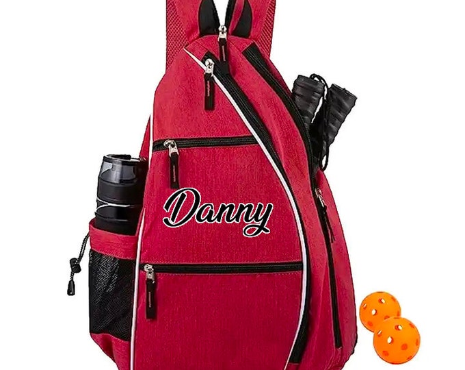 Gepersonaliseerde Pickleball Tas, Pickleball Rugzak, Sling Bag, Racketball Tas, Rood