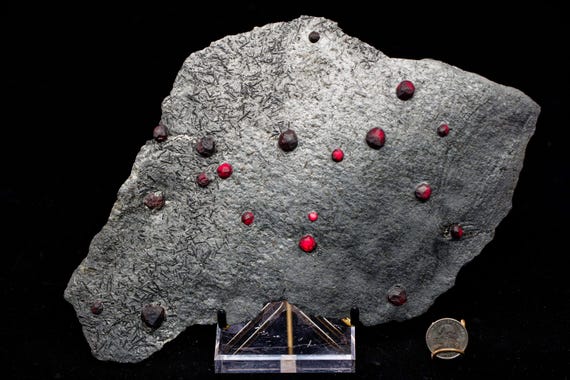 Almandine Garnet with Graphite and Dravite