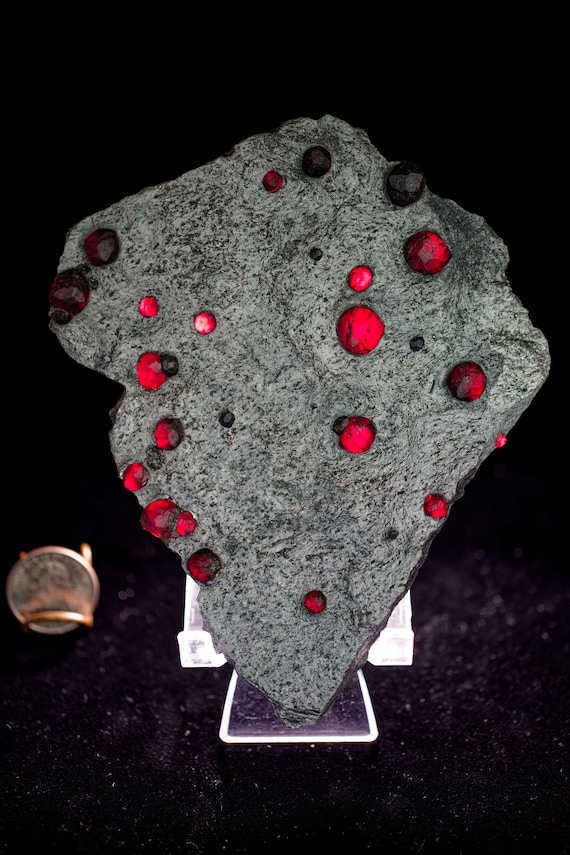 Almandine Garnet with Graphite and Dravite, view 9