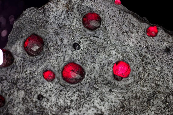 Almandine Garnet with Graphite and Dravite, view 7
