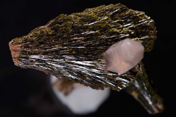 Epidote Leaves on Quartz Spire, view 6