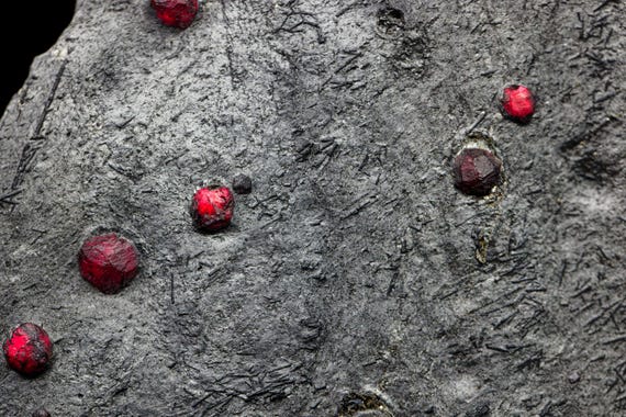 Almandine Garnet with Graphite and Dravite, view 7