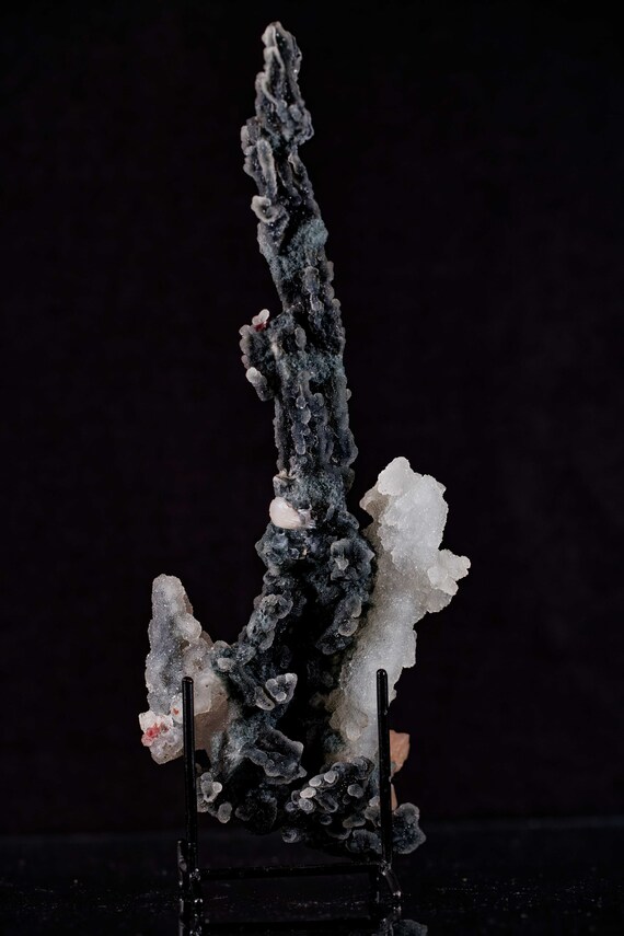 Gray Chalcedony Stalactite with Stilbite and Calcite, view 9
