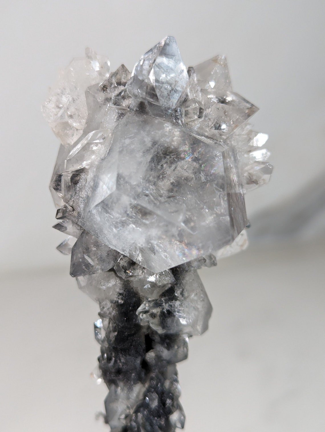 Apophyllite and Gray Chalcedony Scepter