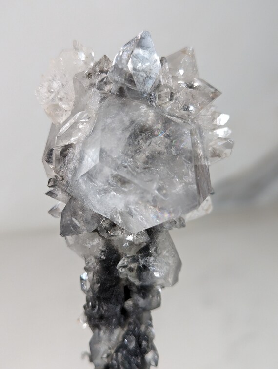 Apophyllite and Gray Chalcedony Scepter