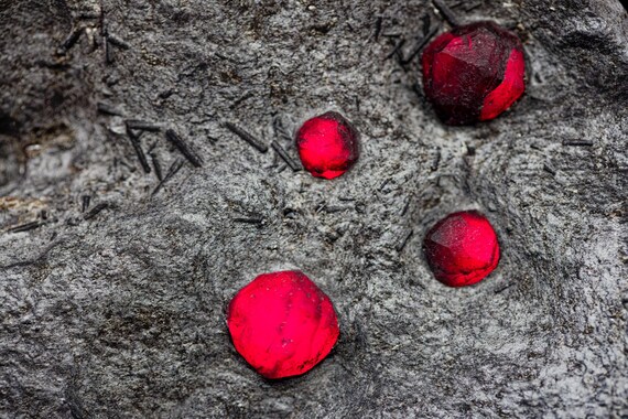 Almandine Garnet with Graphite and Dravite, view 4