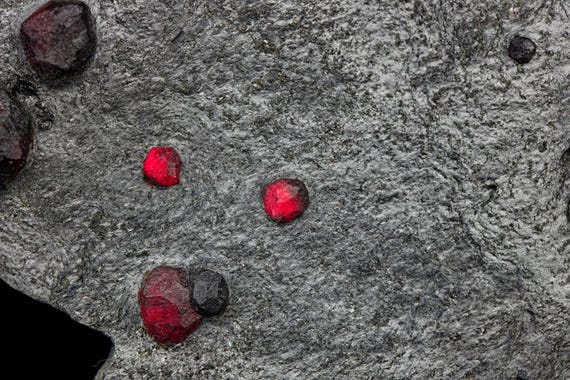 Almandine Garnet with Graphite and Dravite, view 2