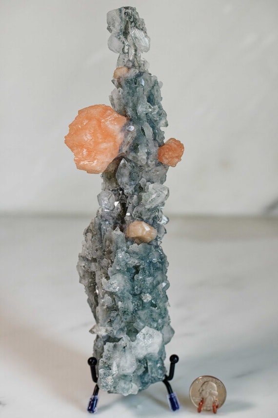 Chalcedony Stalactite with Apophyllite and Stilbite, view 3