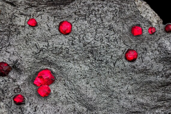Almandine Garnet with Graphite and Dravite, view 5