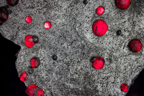 Almandine Garnet with Graphite and Dravite, view 6