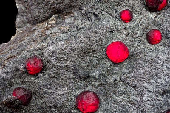 Almandine Garnet with Graphite and Dravite, view 3