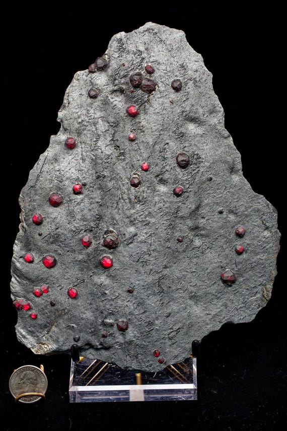 Almandine Garnet with Graphite and Dravite, view 5