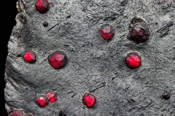 Almandine Garnet with Graphite and Dravite, view 6