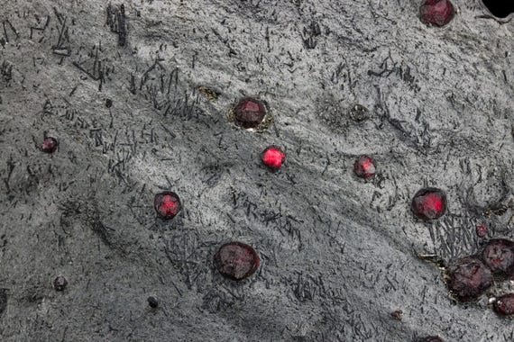 Almandine Garnet with Graphite and Dravite, view 4