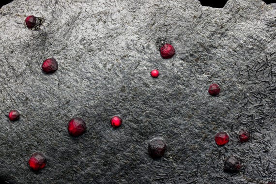 Almandine Garnet with Graphite and Dravite, view 7