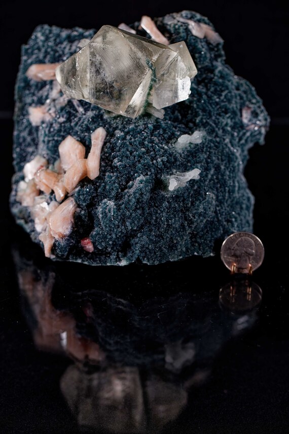 Lemon Calcite with Stilbite in Matrix, view 5