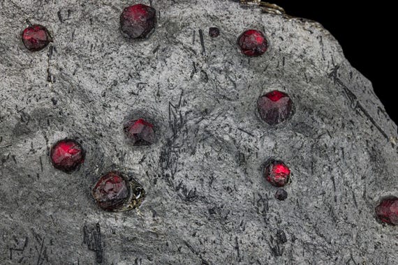 Almandine Garnet with Graphite and Dravite, view 3