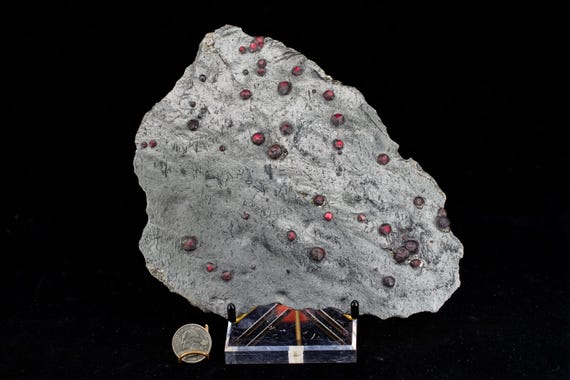 Almandine Garnet with Graphite and Dravite, view 2