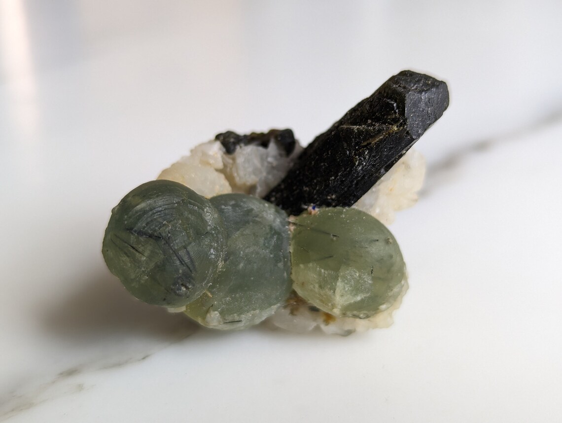 Prehnite with Epidote and Stilbite
