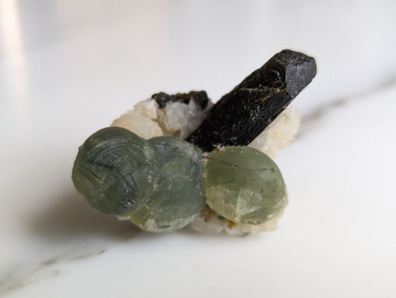 Prehnite with Epidote and Stilbite
