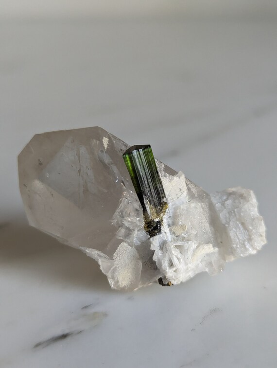 Green Cap Tourmaline with Quartz and Feldspar, view 3