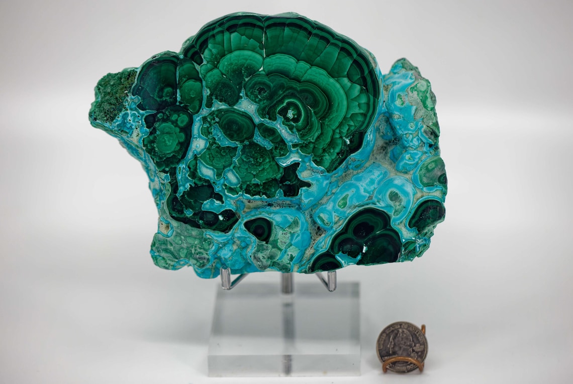 Chrysocolla with Malachite, Democratic Republic of Congo, 1.3 kg, 12 x 16 x 4 cm | Large Cabinet