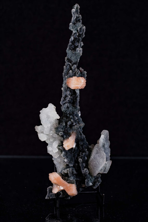 Gray Chalcedony Stalactite with Stilbite and Calcite, view 8