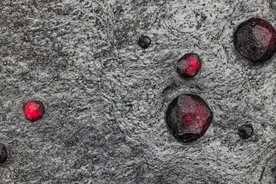 Almandine Garnet with Graphite and Dravite, view 3
