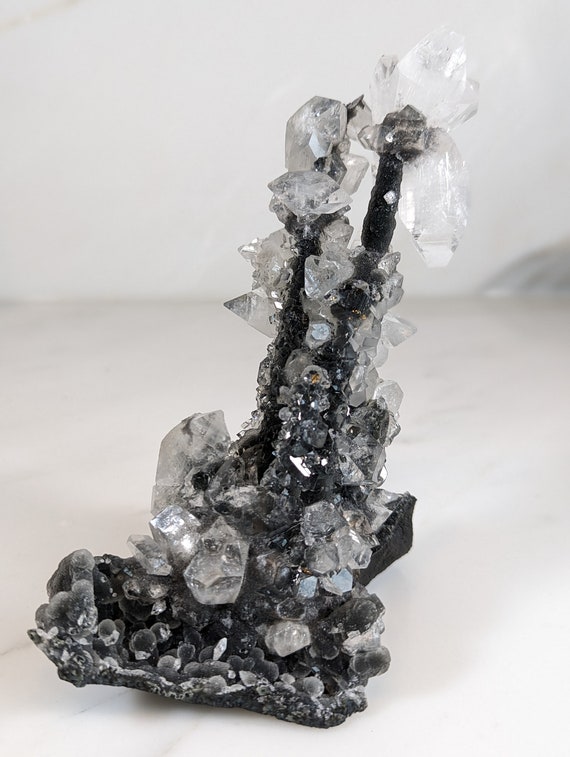 Apophyllite and Gray Chalcedony Stalactite