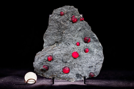 Almandine Garnet with Graphite and Dravite, view 2