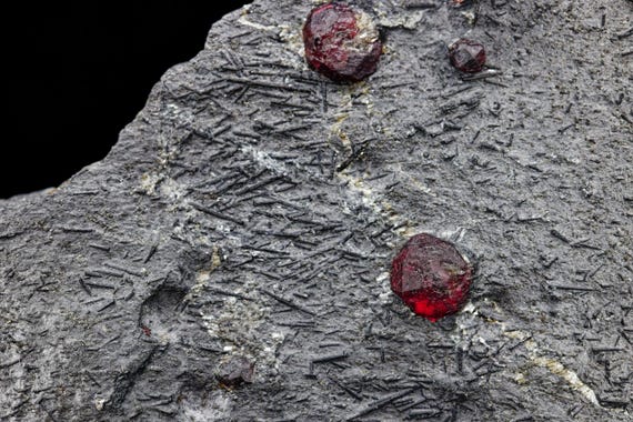 Almandine Garnet with Graphite and Dravite, view 3