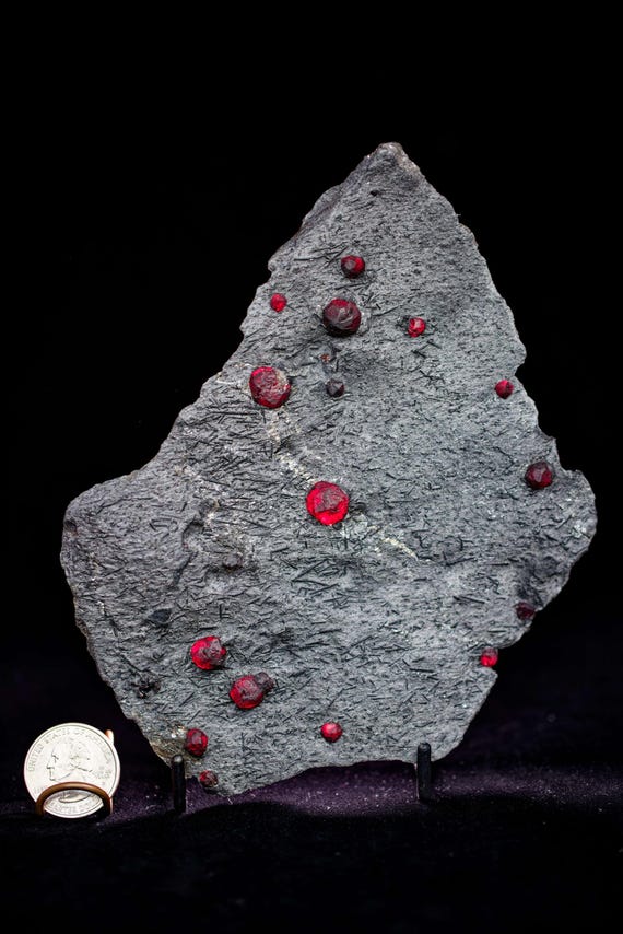 Almandine Garnet with Graphite and Dravite, view 4
