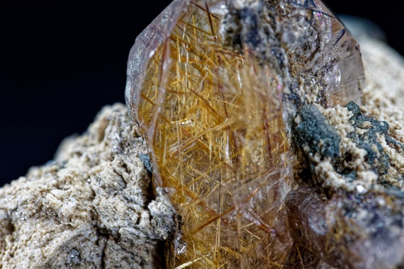 Rutilated Quartz in Matrix, view 6