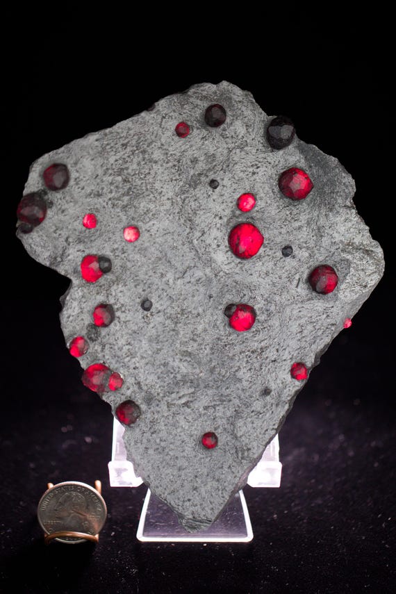 Almandine Garnet with Graphite and Dravite, view 10