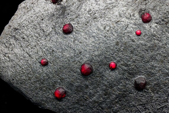Almandine Garnet with Graphite and Dravite, view 6