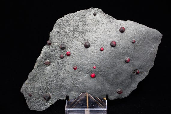 Almandine Garnet with Graphite and Dravite, view 5