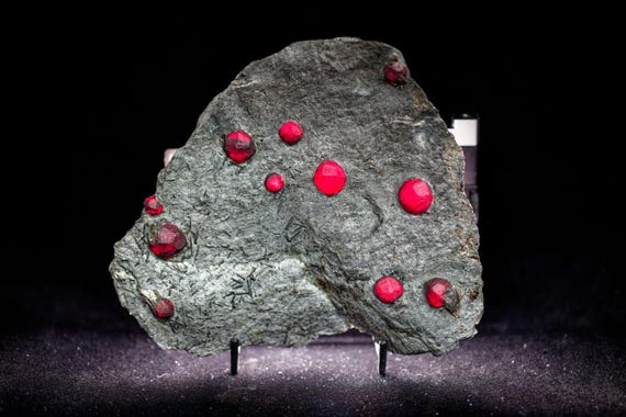 Almandine Garnet with Graphite and Dravite, view 9