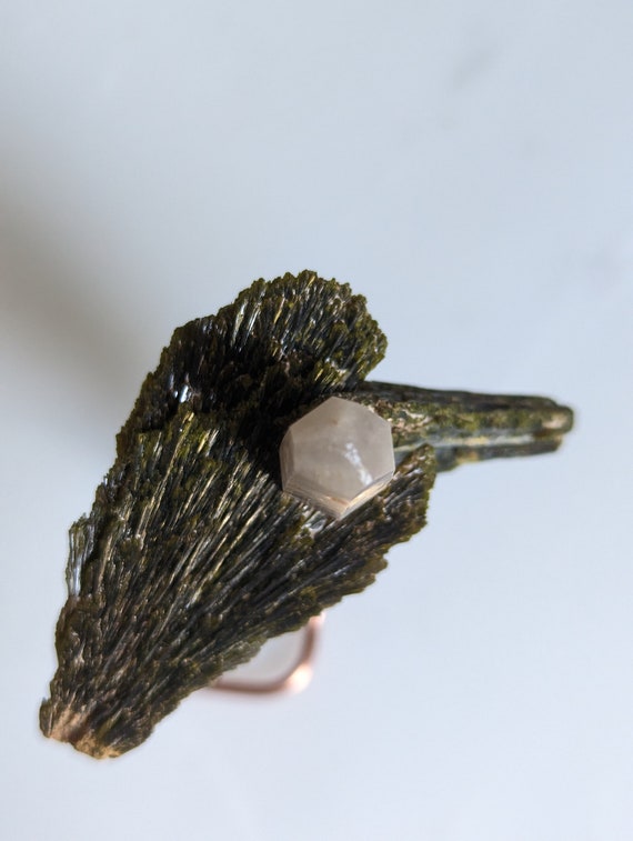 Epidote Leaves on Quartz Spire, view 7