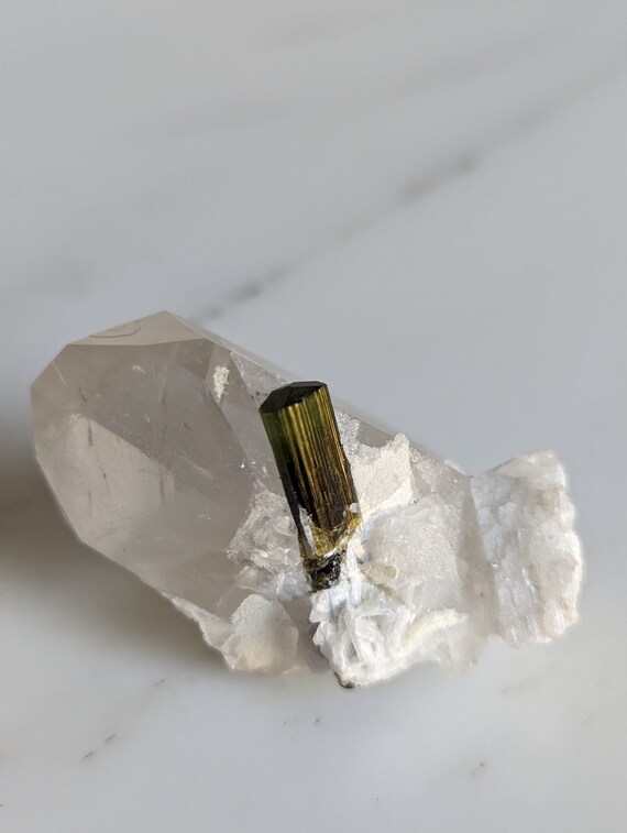 Green Cap Tourmaline with Quartz and Feldspar, view 4