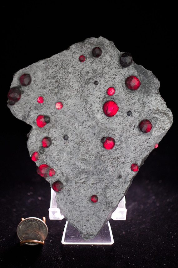 Almandine Garnet with Graphite and Dravite, view 5