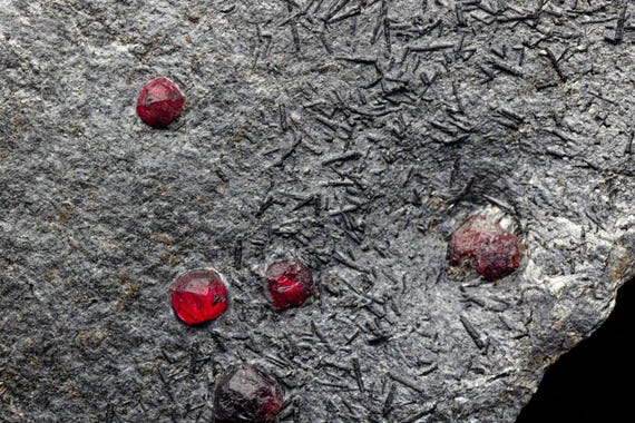Almandine Garnet with Graphite and Dravite, view 9