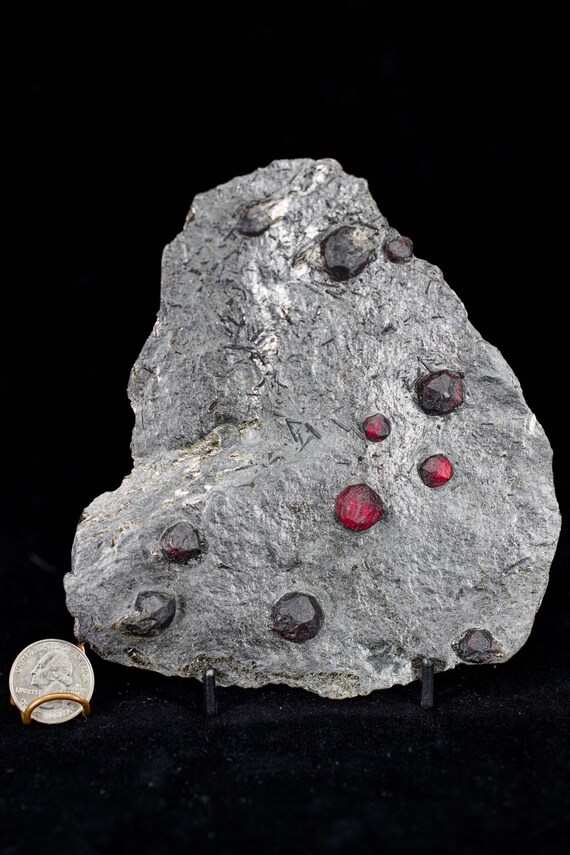 Almandine Garnet with Graphite and Dravite, view 5