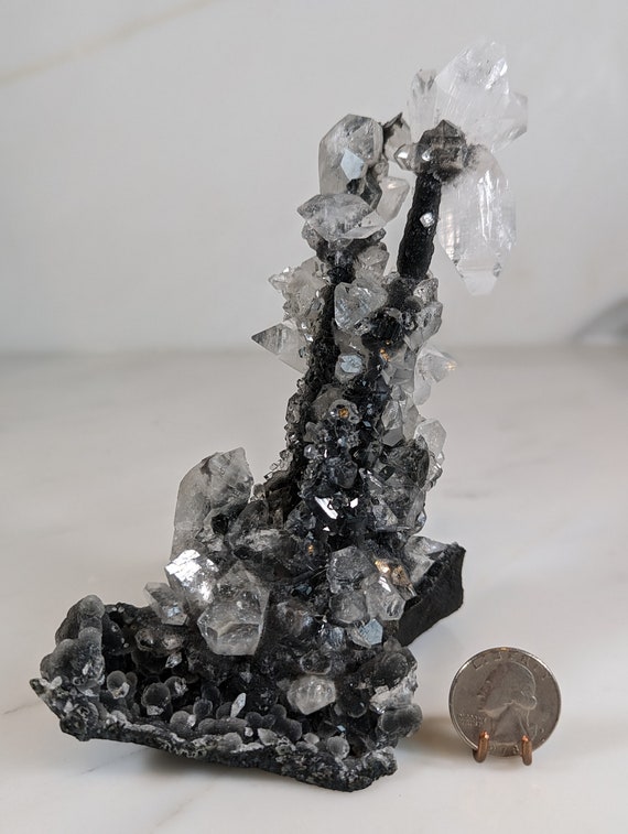 Apophyllite and Gray Chalcedony Stalactite, view 5