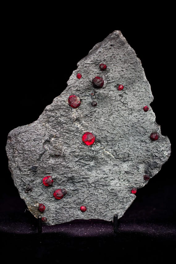 Almandine Garnet with Graphite and Dravite