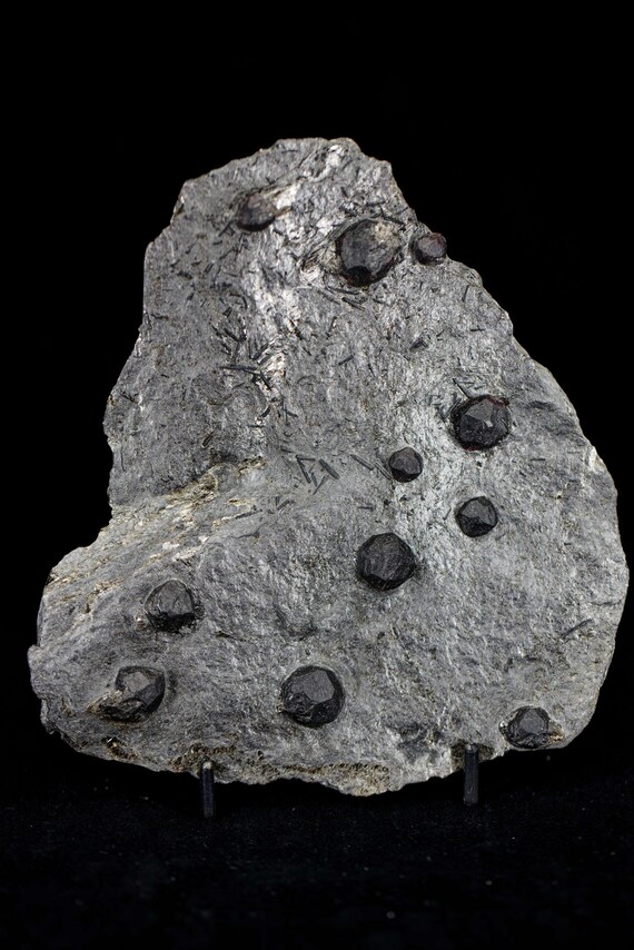 Almandine Garnet with Graphite and Dravite, view 6
