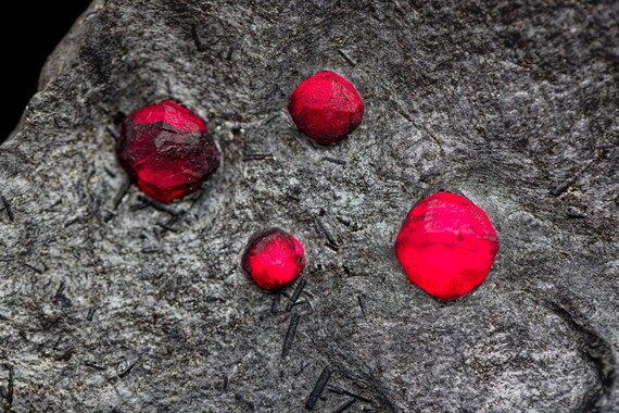 Almandine Garnet with Graphite and Dravite, view 10