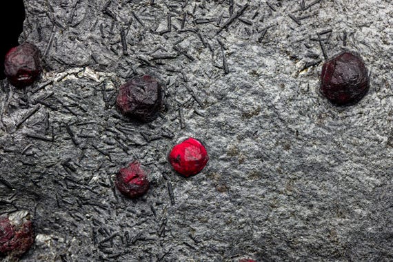 Almandine Garnet with Graphite and Dravite, view 2